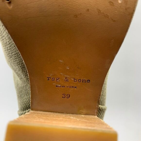 Rag & Bone Newbury Ankle Boots Women's Size 9 Olive Green Canvas Heeled Booties - Picture 13 of 13